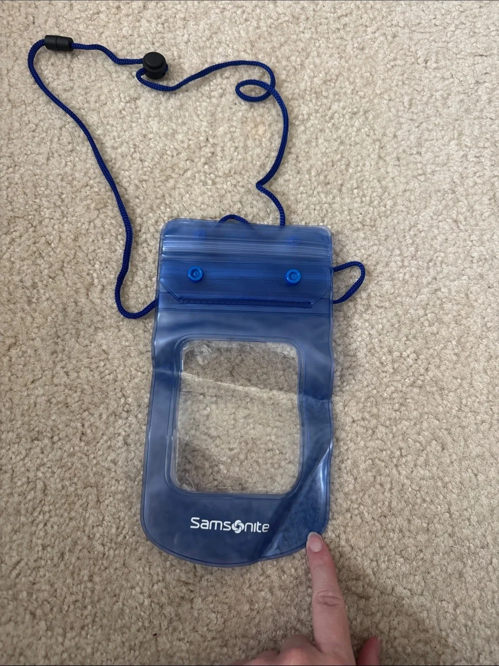 Samsonite Royal Blue Waterproof Phone Pouch with Neck Cord